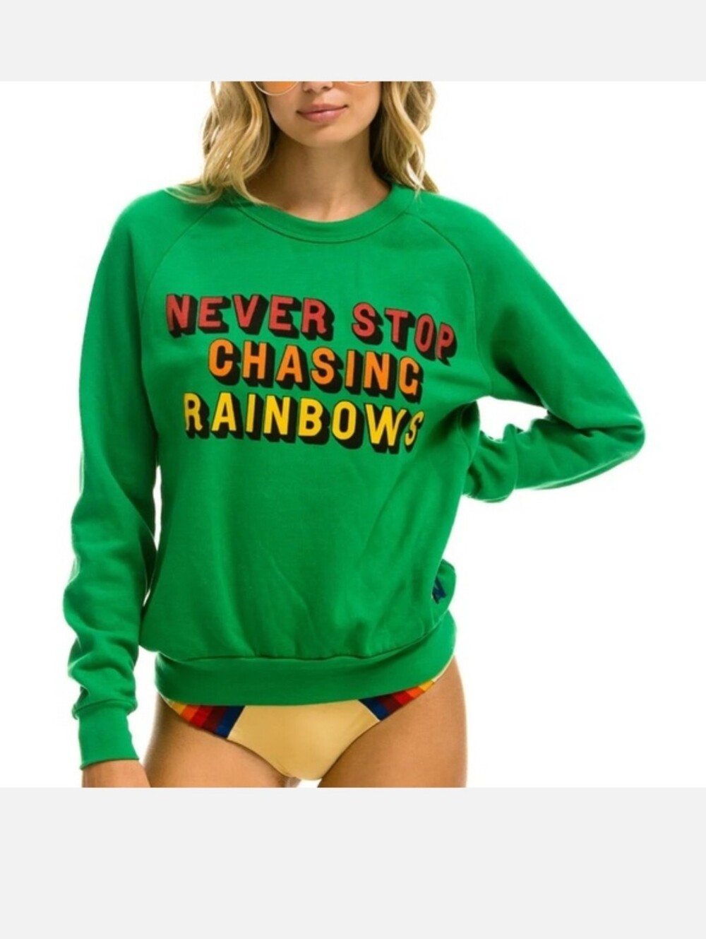 Aviator Nation “Never Stop Chasing Rainbows” crew neck sweatshirt S
